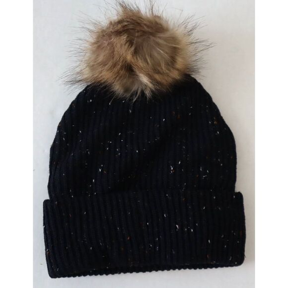 Moosejaw 8460447-W003A Women's One Size Black Winterfetti Pom Cuff Knit Beanie - Picture 2 of 8